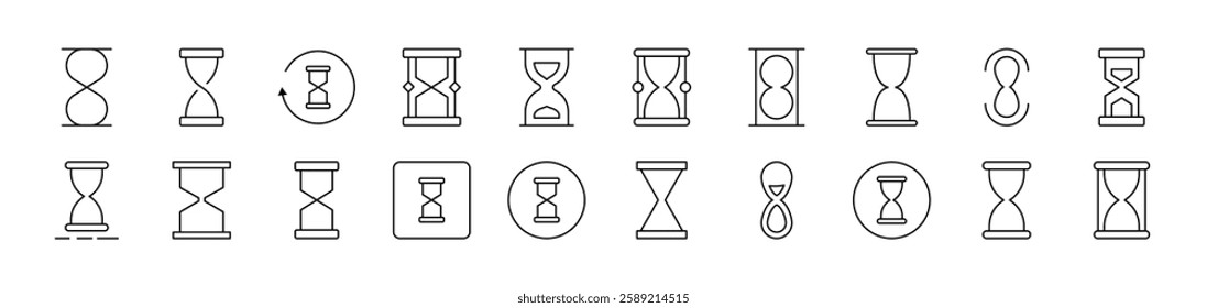 Hourglass Related Icon Set. Editable Stroke. Suitable for Web Sites, Books, Cards, Apps 