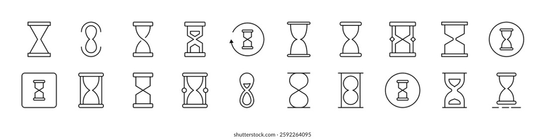 Hourglass Related Line Icons for Web Sites, Books, Cards, Apps. Editable Stroke. Suitable for Web Sites, Books, Cards, Apps