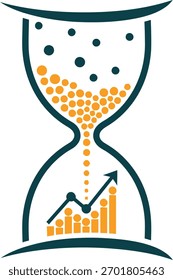 Sanduhr mit steigendem Diagramm, das Zeitmanagement und Geschäftswachstum symbolisiert