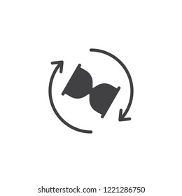 Hourglass rotation arrows vector icon. filled flat sign for mobile concept and web design. Time reload simple solid icon. Symbol, logo illustration. Pixel perfect vector graphics