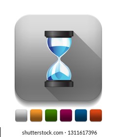 Hourglass sand clock icon With long shadow over app button