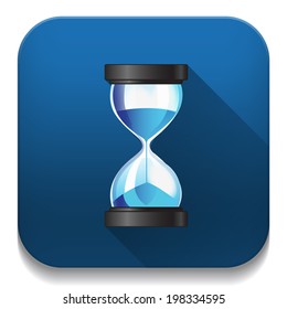 Hourglass sand clock icon With long shadow over app button