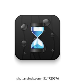 Hourglass sand clock icon With long shadow over app button