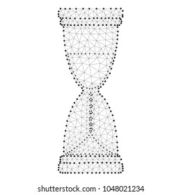 Hourglass (sand clock) icon from triangles, point connecting network on white background. Polygonal low poly design. Business wireframe polygon concept. Abstract  illustration.