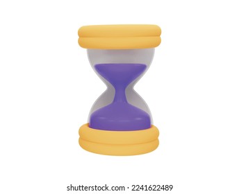 Hourglass with sand countdown with 3d vector icon cartoon minimal style