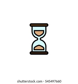 Hourglass with sand flat line icon