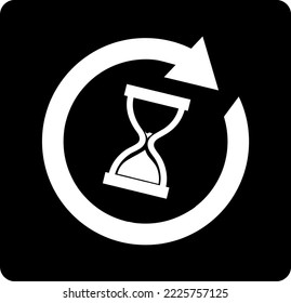 hourglass with sand flow. Retro timer as elapsed time concept for business countdowns and deadlines. The hourglass is running out indicating the time is running out. Vector illustration.