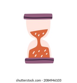 Hourglass with sand flowing. Sandglass icon. Hour glass timer measuring and counting time. Old clocks. Countdown concept. Colored flat vector illustration isolated on white background