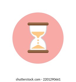 Hourglass With Sand Flowing Vector Clipart Round Background. Time Passing Icon Or Duration Icon Vector Symbol.