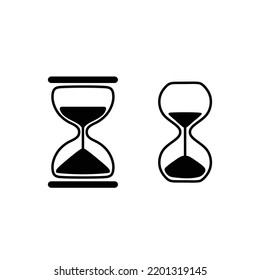 Hourglass with sand flowing vector icon set isolated.Time passing icon or duration icon vector symbol.