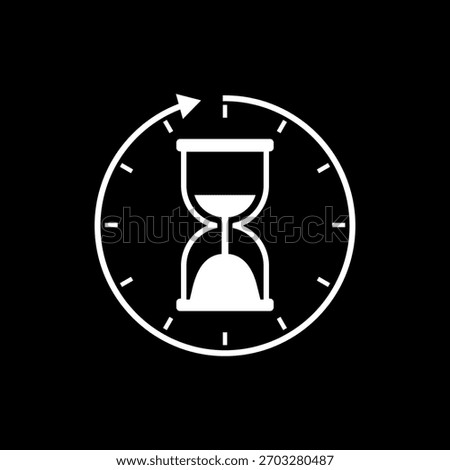 Hourglass, sand glass timer icon isolated on black background