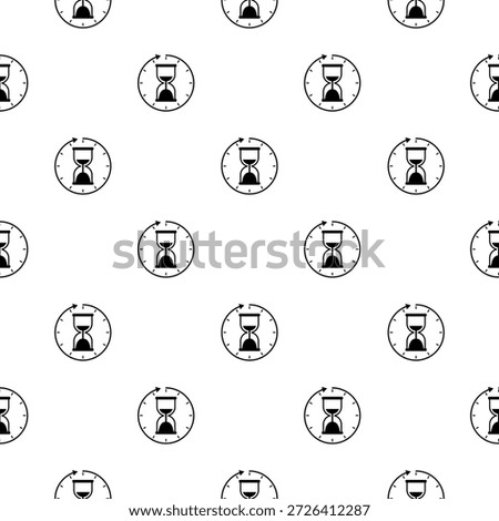 Hourglass, sand glass timer seamless pattern isolated on white background