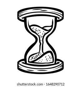 Hourglass with sand running down -- old-fashioned device for measuring time in cartoon illustration style