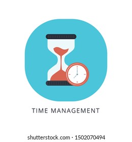 Hourglass with sand. Time flow concept. Business planning. Time management.