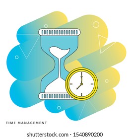 Hourglass with sand. Time flow concept. Business planning. Time management.