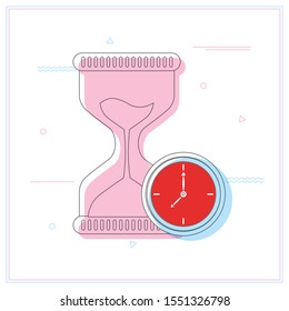 Hourglass with sand. Time flow concept. Business planning. Time management.