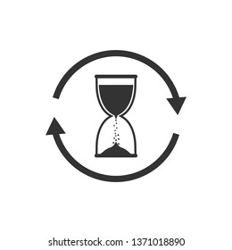 Hourglass, sand, time icon. Vector illustration, flat design.