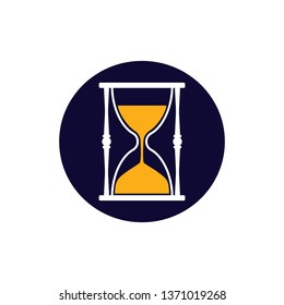 Hourglass, sand, time icon. Vector illustration, flat design.