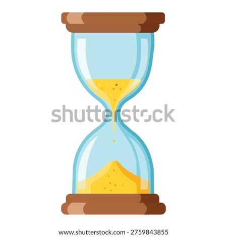 Hourglass sand timer with flowing sand. Time measurement, countdown concept illustration. Perfect for time management, deadline, waiting, and temporal-themed designs.
