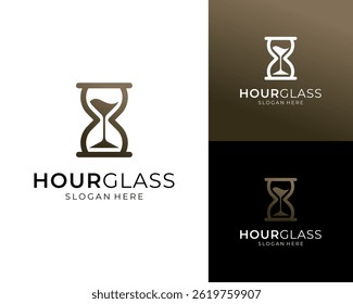 Hourglass Sand Timer With Gold Luxury Minimalist Line Icon Vector Logo Design Illustration