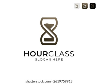 Hourglass Sand Timer With Gold Luxury Minimalist Line Icon Vector Logo Design Illustration