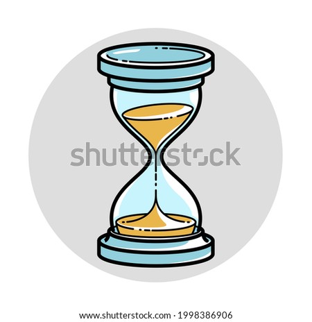 Hourglass sand watch vector illustration or icon isolated on white, simple style object design.