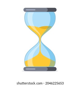 Hourglass. Sandglass cartoon icon. Vintage hourglass process timer sand. Antique sand clock. Template design for app ui, score display, game element. Vector illustration