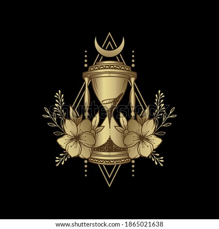 Hourglass or sandglass, Esoteric, boho, magic, astrology symbol for spiritual tarot reader or meditation posters.