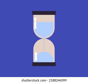 Hourglass and sandglass flat vector illustration.