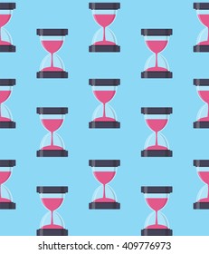 Hourglass, Sandglass Icon Seamless Pattern Background in Flat Style. Vector Illustration EPS10
