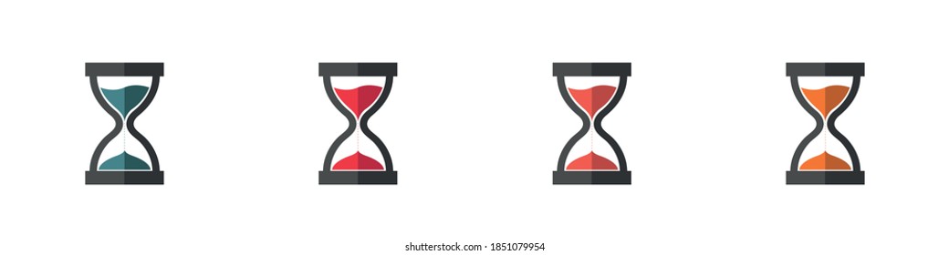 Hourglass, Sandglass Icon Set - Different Vector Illustrations - Isolated On White Background