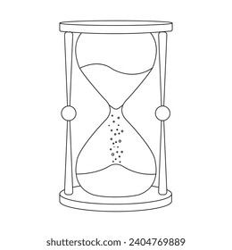 Hourglass, sandglass timer or clock. Flat vector illustration.