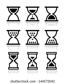 Hourglass, sandglass vector icon set