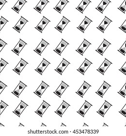 Hourglass seamless pattern black white. Pattern background with hourglass. Vector illustration