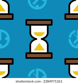 hourglass seamless pattern, blue background, vector illustration 