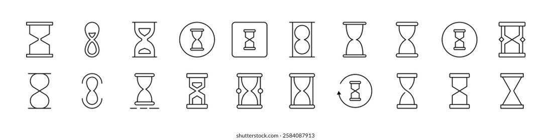 Hourglass Set of Thin Icons. Editable Stroke. Suitable for Web Sites, Books, Cards, Apps 