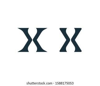Hourglass shaped letter X icons. Abstract logo templates.