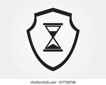 hourglass, shield, badge, vector illustration eps10