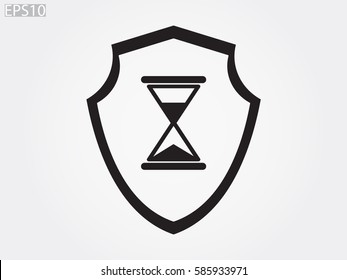 hourglass, shield, badge, vector illustration eps10