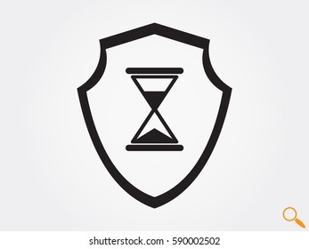 hourglass, shield, badge, vector illustration eps10