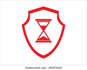 hourglass, shield, badge, vector illustration eps10