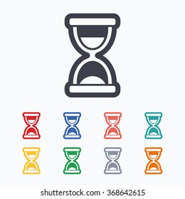 Hourglass sign icon. Sand timer symbol. Colored flat icons on white background.