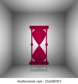 Hourglass sign illustration. Bordo icon with shadow in the room.