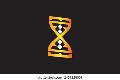 Ilustración de signo de reloj de arena. Vector. Icono de vidrio manchado sobre fondo negro. Polígonos coloridos. Aislado.