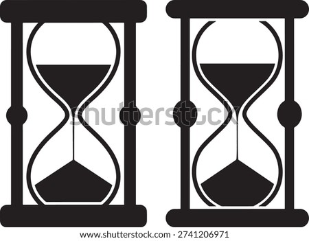 Hourglass silhouette. Concept of time is running out. Deadline, passing, flow and sand clock.