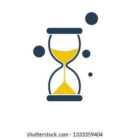 Hourglass silhouette flat icon. Vector illustration cartoon design. Isolated on white background. Time pictogram.