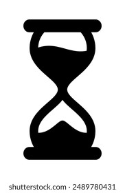 silueta de reloj de arena silueta silueta forma del ícono, Ilustración vectorial en blanco y negro de vidrio de arena aislado sobre fondo blanco