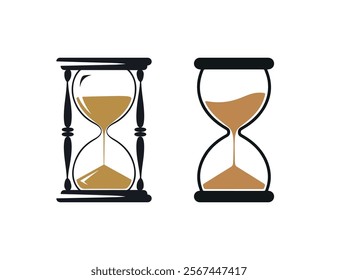 Hourglass silhouette. Hourglass time flow.