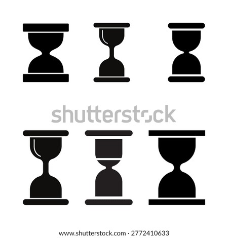 Hourglass Silhouettes. Sand Timer Icons. Time Passing Symbols. Bold Vector Collection
