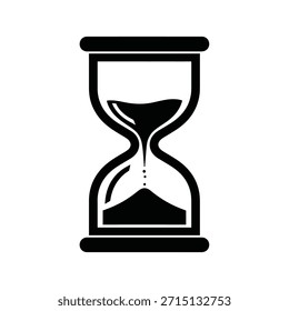 Icono de Vector negro simple de reloj de arena. Reloj de arena, medio lleno, medio símbolo de glifo vacío. Simple Ilustración vectorial.